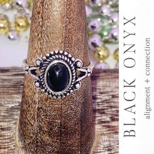 Dainty Black Onyx Gemstone Handmade Ring